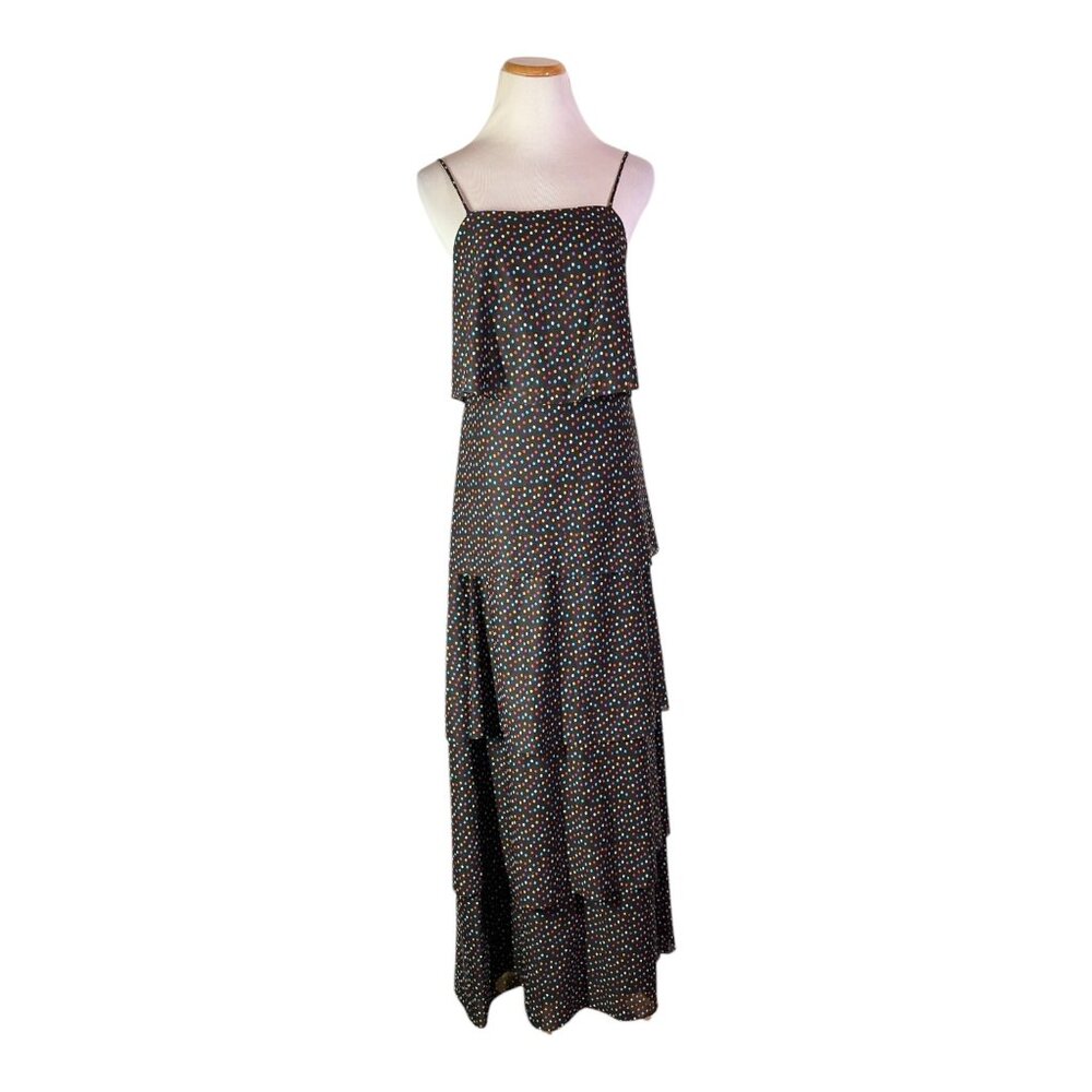 Vintage 1970s Murray's Place by Nansil Size 9/10 Black Polkadot Tiered Dress